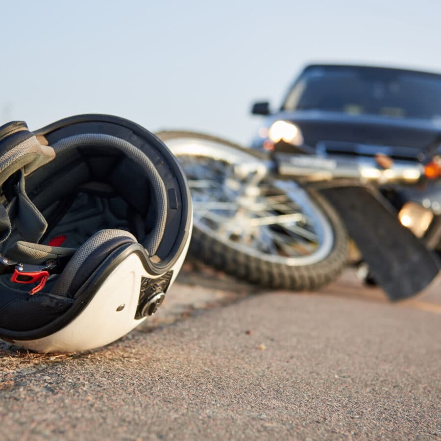 Motorcycle Helmet on Ground at Scene of Accident